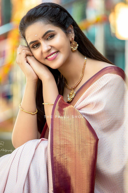 Load image into Gallery viewer, Pleasurable Beige Soft Silk Saree with Serendipity Blouse Piece
