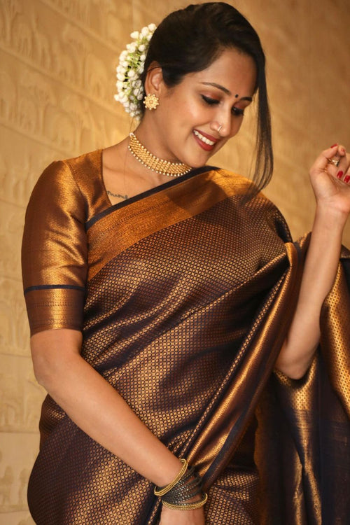 Load image into Gallery viewer, Fantabulous Black Soft Silk Saree with Incomparable Blouse Piece
