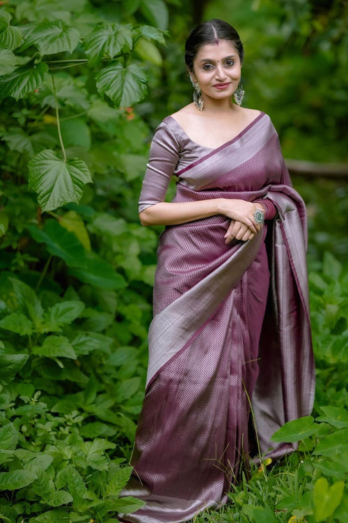 Load image into Gallery viewer, Snazzy Brown Soft Silk Saree with Tempting Blouse Piece
