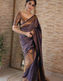 Palimpsest Navy Blue Soft Silk Saree with Woebegone Blouse Piece