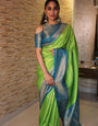 Felicitous Parrot Soft Silk Saree With Snazzy Blouse Piece