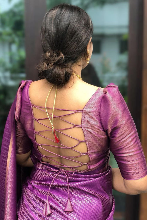 Load image into Gallery viewer, Ratatouille Purple Soft Silk Saree with Splendiferous Blouse Piece
