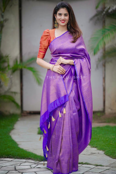 Redolent Royal Blue Soft Silk Saree with Panoply Blouse Piece
