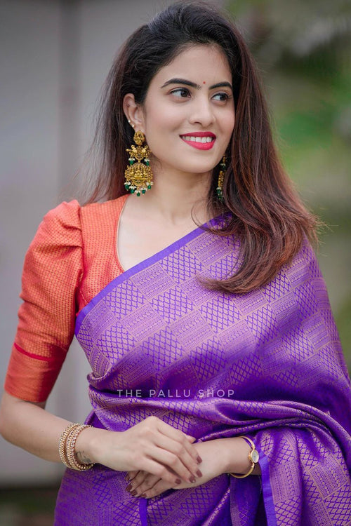 Load image into Gallery viewer, Redolent Royal Blue Soft Silk Saree with Panoply Blouse Piece
