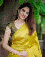 Lissome Yellow Soft Silk Saree with Panoply Blouse Piece