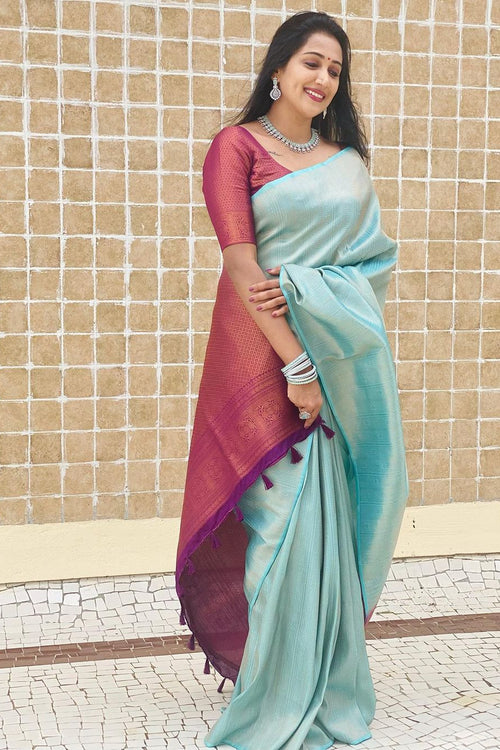 Load image into Gallery viewer, Dazzling Firozi Soft Silk Saree with Unique Blouse Piece
