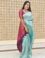 Dazzling Firozi Soft Silk Saree with Unique Blouse Piece