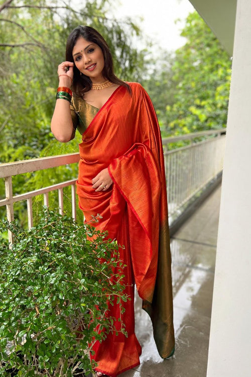 Load image into Gallery viewer, Evanescent Red Soft Silk Saree with Forbearance Blouse Piece
