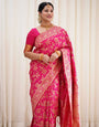 Evocative Dark Pink Soft Banarasi Silk Saree With Admirable Blouse Piece