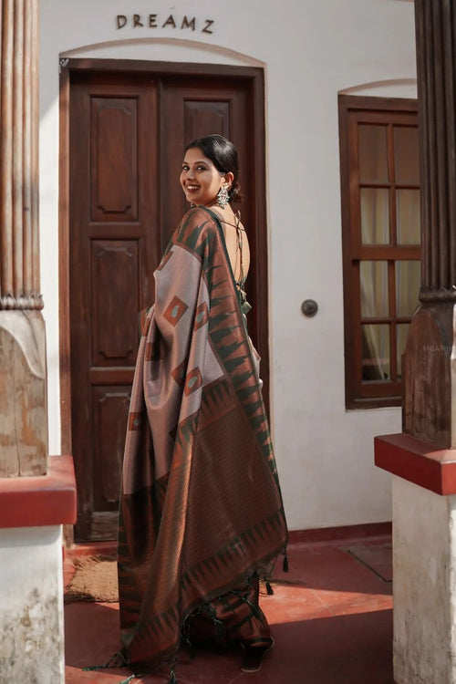 Load image into Gallery viewer, Fragrant Grey Soft Silk Saree With Snappy Blouse Piece
