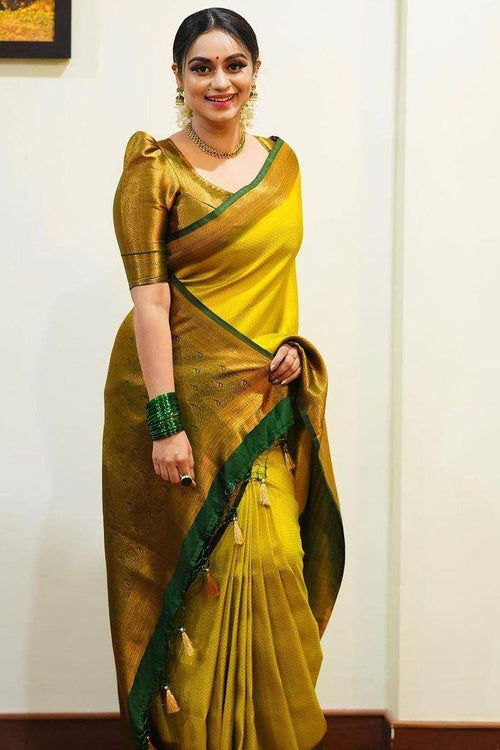 Load image into Gallery viewer, Attractive Yellow Soft Silk Saree With Pretty Blouse Piece

