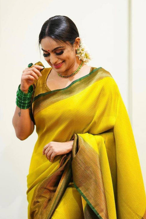 Load image into Gallery viewer, Attractive Yellow Soft Silk Saree With Pretty Blouse Piece
