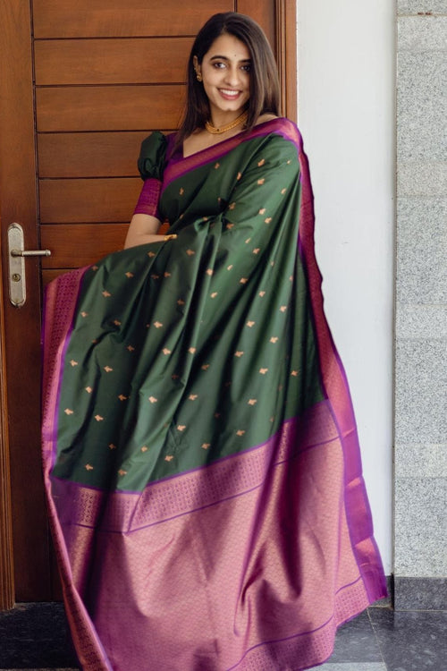 Load image into Gallery viewer, Precious Green Soft Silk Saree With Energetic Blouse Piece
