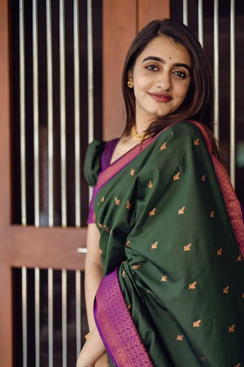 Load image into Gallery viewer, Precious Green Soft Silk Saree With Energetic Blouse Piece
