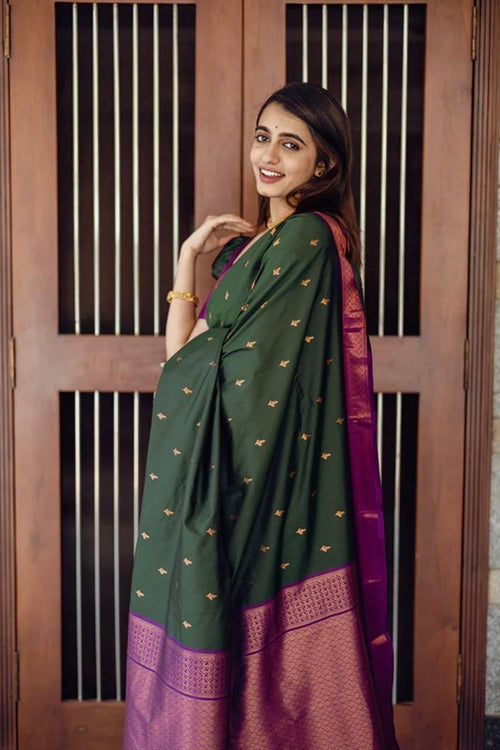 Load image into Gallery viewer, Precious Green Soft Silk Saree With Energetic Blouse Piece
