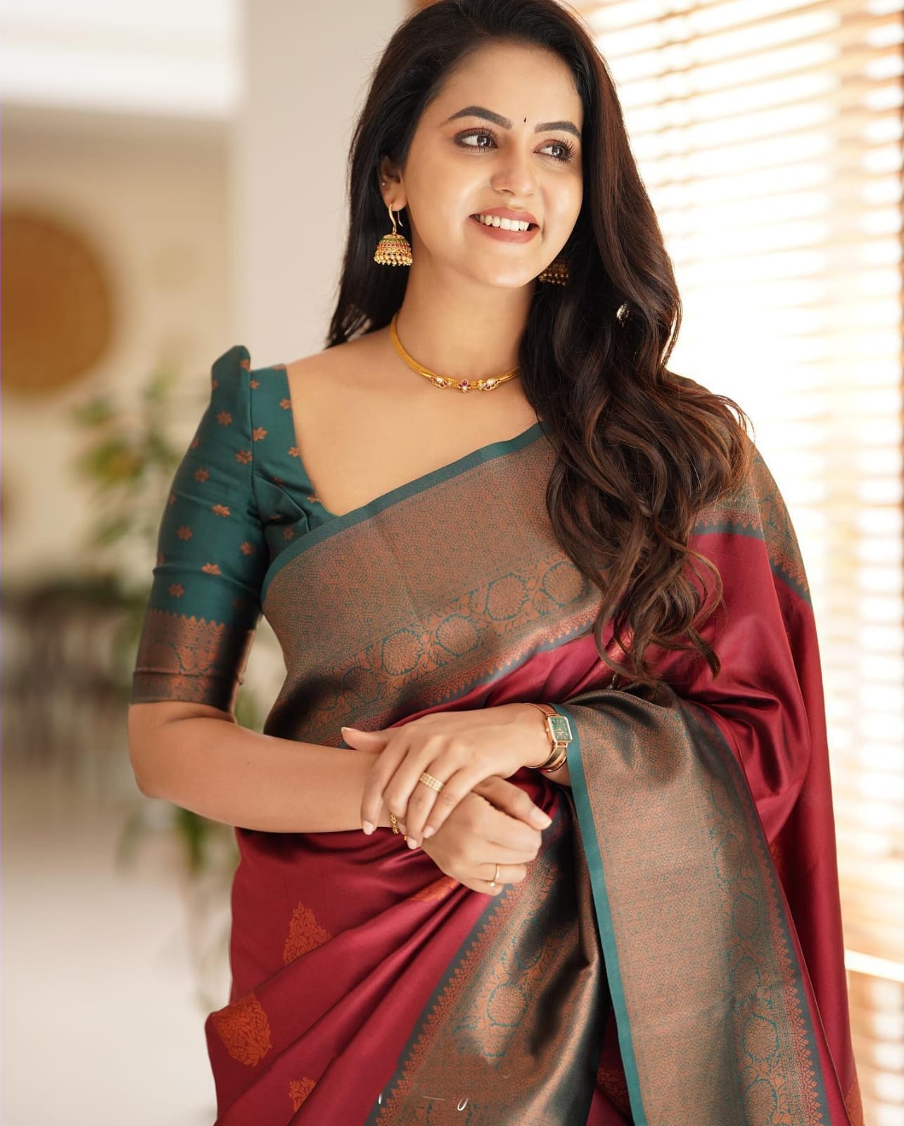 Epiphany Maroon Soft Silk Saree With Forbearance Blouse Piece