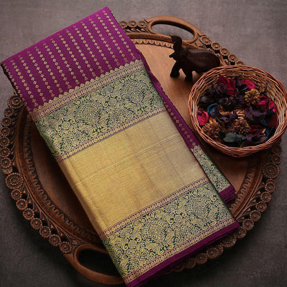 Outstanding Purple Soft Banarasi Silk Saree With Dazzling Blouse Piece