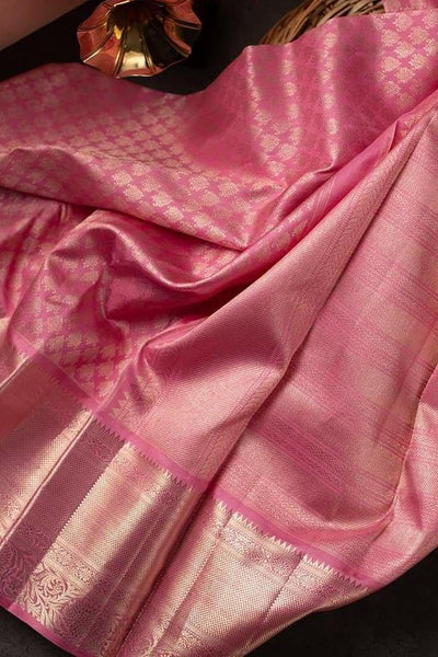 Stylish Pink Soft Silk Saree With Unique Pink Blouse Piece
