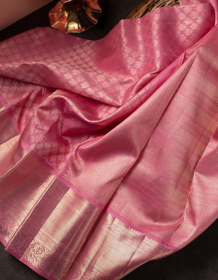 Stylish Pink Soft Silk Saree With Unique Pink Blouse Piece