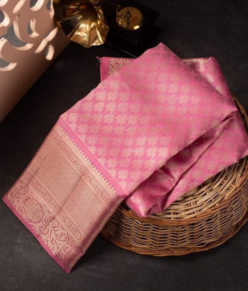 Stylish Pink Soft Silk Saree With Unique Pink Blouse Piece