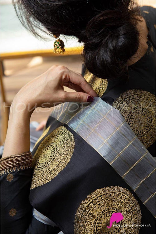 Load image into Gallery viewer, Blooming Grey Soft Banarasi Silk Saree With Intricate Blouse Piece
