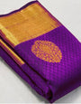 Engaging Purple Soft Banarasi Silk Saree With Lissome Blouse Piece