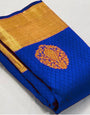Fantabulous Royal Blue Soft Banarasi Silk Saree With Lissome Blouse Piece