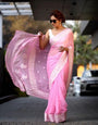 Bucolic Pink Soft Silk Saree With Chatoyant Blouse Piece