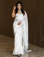 Conflate White Soft Silk Saree With Cynosure Blouse Piece