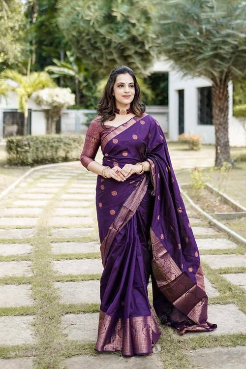 Load image into Gallery viewer, Adorable Purple Soft Silk Saree With Divine Blouse Piece
