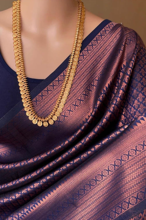 Load image into Gallery viewer, Comely Navy Blue Soft Silk Saree With Demure Blouse Piece
