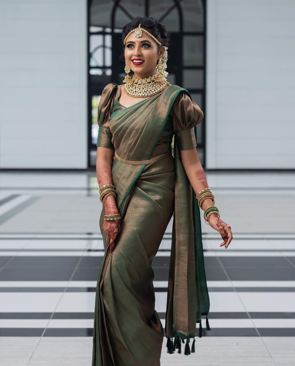 Deserving Green Soft Silk Saree with Energetic Blouse Piece