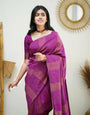Snappy Magenta Soft Silk Saree With Supernal Blouse Piece