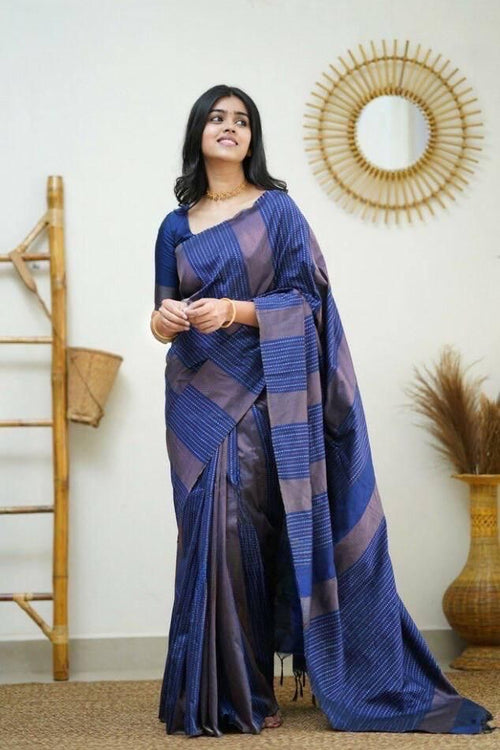 Load image into Gallery viewer, Seraglio Navy Blue Soft Silk Saree With Staggering Blouse Piece
