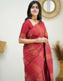 Traditional Red Soft Silk Saree With Twirling Blouse Piece
