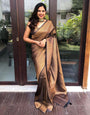 Exuberant Black Soft Silk Saree With Serendipity Blouse Piece