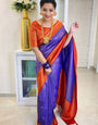 Engrossing Royal Blue Soft Silk Saree With Fancifull Blouse Piece