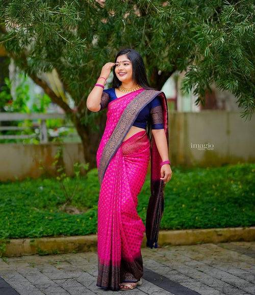 Load image into Gallery viewer, Ideal Dark Pink Soft Silk Saree With Assemblage Blouse Piece
