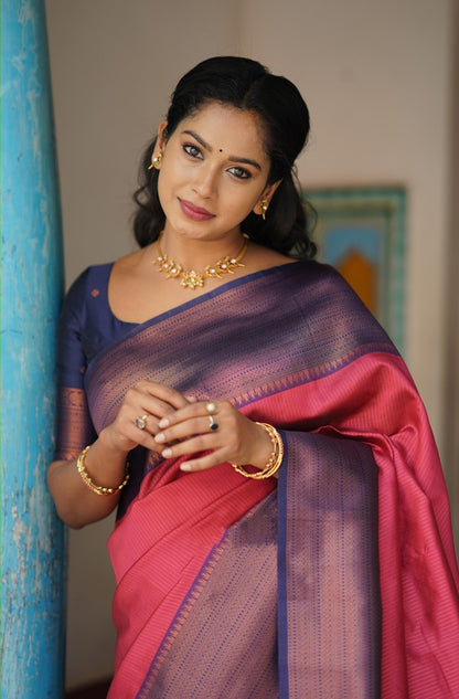 Attractive Tomato Soft Silk Saree With Capricious Blouse Piece