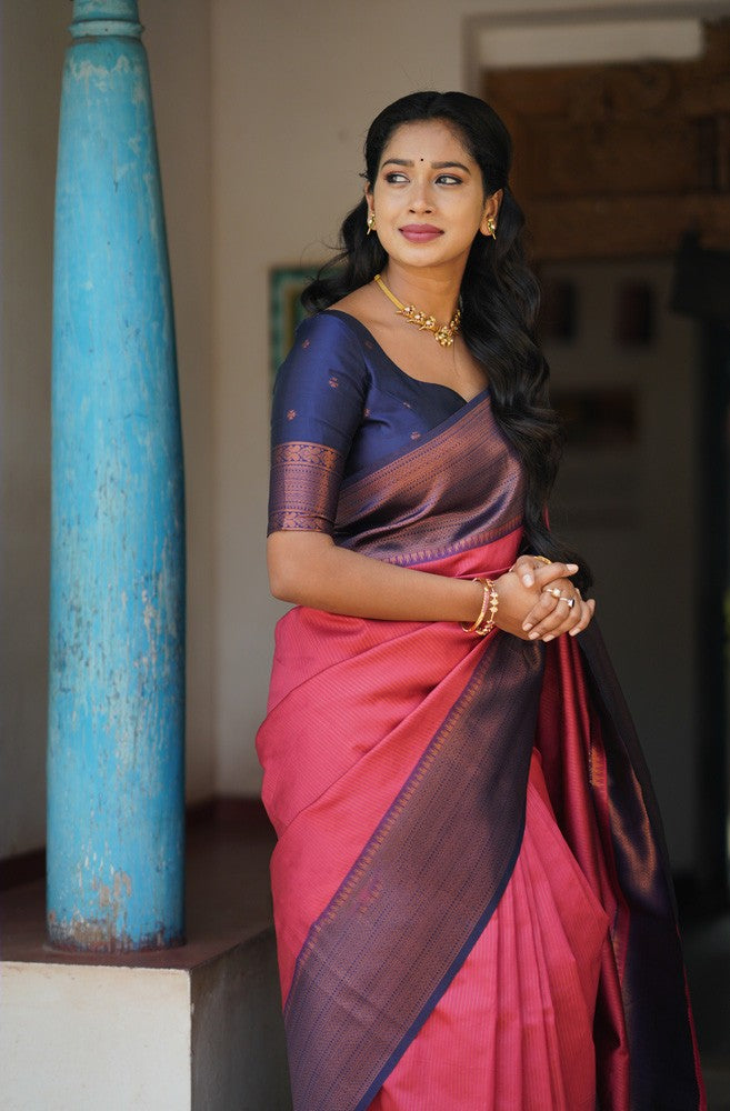 Attractive Tomato Soft Silk Saree With Capricious Blouse Piece