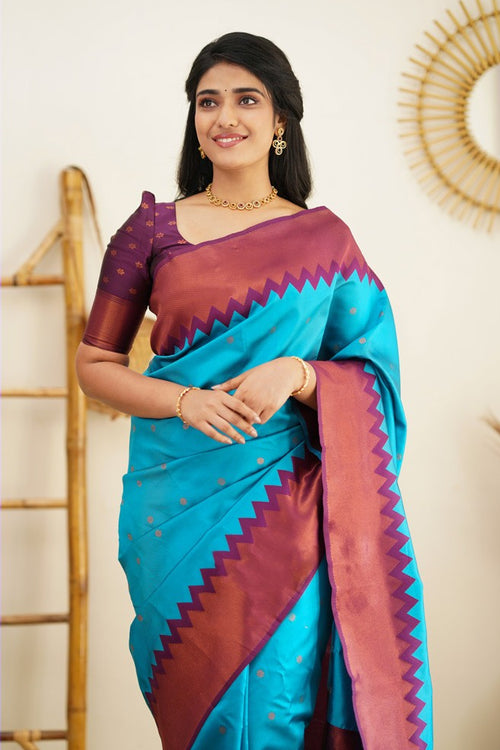 Load image into Gallery viewer, Charming Firozi Soft Banarasi Silk Saree With Attractive Blouse Piece
