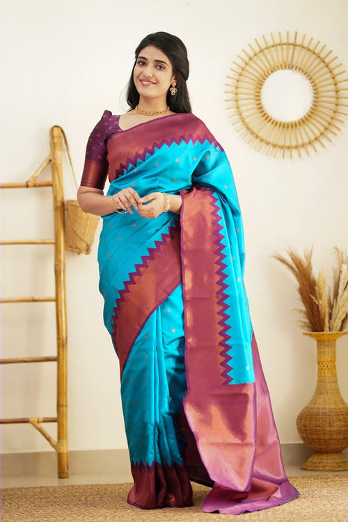 Load image into Gallery viewer, Charming Firozi Soft Banarasi Silk Saree With Attractive Blouse Piece

