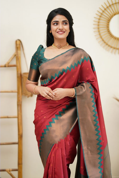Load image into Gallery viewer, Mesmerising Maroon Soft Banarasi Silk Saree With Flaunt Blouse Piece
