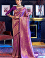 Demesne Purple Kanjivaram Silk Saree With Beautiful Blouse Piece