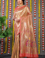 Pleasant Baby Pink Paithani Silk Saree With Invaluable Blouse Piece