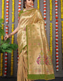 Fancifull Mehndi Paithani Silk Saree With Invaluable Blouse Piece