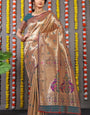 Desirable Rama Paithani Silk Saree With Invaluable Blouse Piece