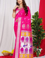 Deserving Dark Pink Pure Paithani Silk Saree With Prodigal Blouse Piece