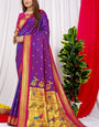 Epiphany Purple Pure Paithani Silk Saree With Splendorous Blouse Piece