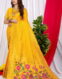 Unequalled Yellow Pure Paithani Silk Saree With Jazzy Blouse Piece